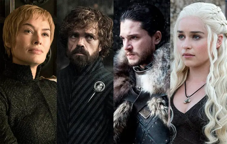 Cersei Lannister, Tyrion Lannister, Jon Snow and Daenerys Targaryen